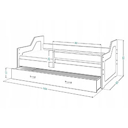 Kids Literie Lit Banquette MIKI B4 Blanc 80 x 160