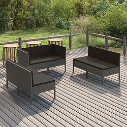 vidaXL Salon de jardin 6 pcs avec coussins résine tressée gris