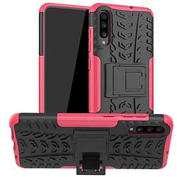 Wewoo Coque Pour Galaxy A70s Texture de pneu TPU antichoc + PC Housse de protection avec support rose