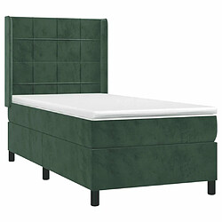 Avis Maison Chic Structures de lit + matelas,Lit à sommier tapissier avec matelas Vert foncé 90x190 cm -MN40732