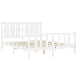 Maison Chic Lit adulte - Cadre Structure de lit avec tête de lit Contemporain blanc 160x200 cm bois massif -MN43515 pas cher