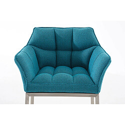 Decoshop26 Tabouret de bar chaise haute de comptoir couture carrées assise en tissu turquoise 4 pieds stables en acier inoxydable 10_0004727 pas cher