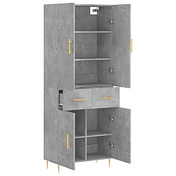 Avis vidaXL Buffet haut Gris béton 69,5x34x180 cm Bois d'ingénierie