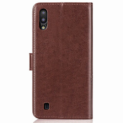 Avis Wewoo Housse Coque Étui en cuir à Motif fleurs pressées Lucky Clover pour Galaxy M10avec porte-cartes et porte-cartesportefeuille et dragonne Marron