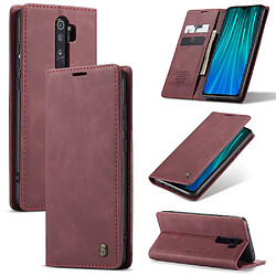 Caseme Etui en PU + TPU auto-absorbé avec support rouge vin pour votre Xiaomi Redmi Note 8 Pro