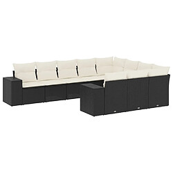 Maison Chic Salon de jardin 10 pcs avec coussins, Ensemble Tables et chaises d'extérieur noir résine tressée -GKD138118