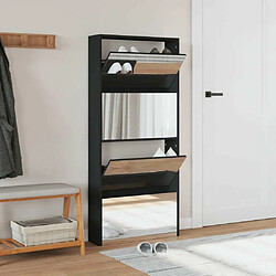 Avis Maison Chic Armoire à chaussures | Meuble de rangement à chaussures Meuble d'Entrée avec miroir à 4 niveaux noir 63x17x134 cm -MN27655