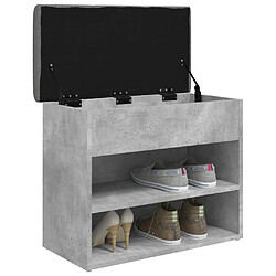 Decoshop26 Banc de rangement à chaussures gris béton 62 x 32 x 50 cm bois d'ingénierie gris DEC024904