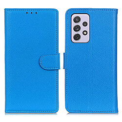 Etui en PU texture litchi, fermoir aimanté, antichoc avec support bleu pour votre Samsung Galaxy A73 5G