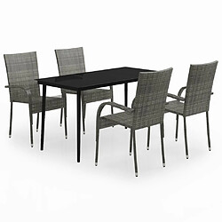 vidaXL Ensemble de salle à manger de jardin 5 pcs Gris et noir