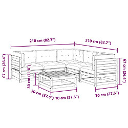 vidaXL Salon de jardin 6 pcs et coussins bois massif sapin de douglas pas cher