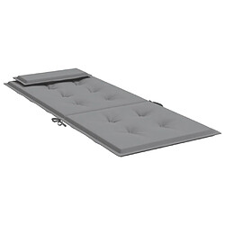 Acheter vidaXL Coussins de chaise à dossier haut lot de 2 gris tissu oxford