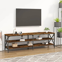 Maison Chic Meuble TV scandinave - Banc TV pour salon chêne fumé 160x40x50 cm bois d'ingénierie -MN62902