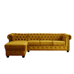 Lisa Design William - canapé Chesterfield d'angle gauche - 4 places - en velours pas cher