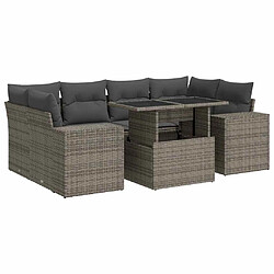 vidaXL Salon de jardin avec coussins 7 pcs gris résine tressée