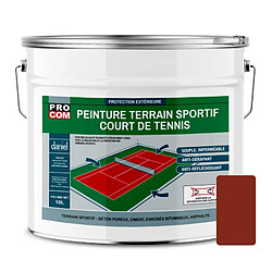 PRO COM Peinture tennis, peinture terrain de sport, rénovation et protection de terrain sportif PROCOM-10 litres-Rouge tennis (RAL 040 30 40)