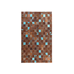 Beliani Tapis marron et bleu en peau de vache 140 x 200 cm ALIAGA pas cher