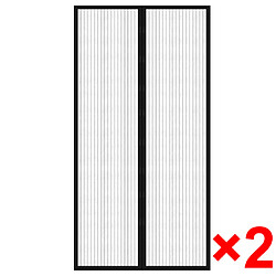 vidaXL Rideau de porte contre insectes 210x100cm 2 pcs magnétique noir