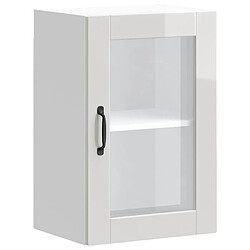 vidaXL Armoire murale cuisine avec porte en verre Porto blanc brillant