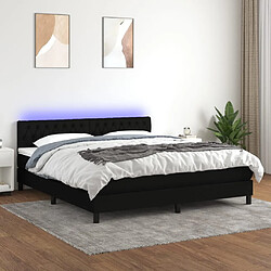 Sommier à lattes LED,Cadre à lattes de lit avec matelas pour Adulte Noir 160x200 cm Tissu -MN65752