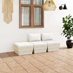 vidaXL Salon de jardin palette 3 pcs avec coussins bois d'épicéa