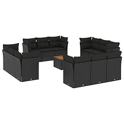 Maison Chic Salon de jardin avec coussins 13 pcs | Ensemble de Table et chaises | Mobilier d'Extérieur noir résine tressée -GKD75588