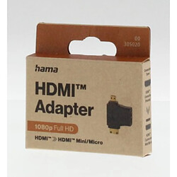 HAMA Adaptateur HDMI, fiche femel. Type A - fiche mâle Type-C (mini)/D (micro), doré