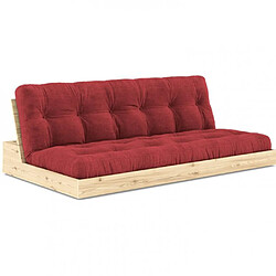 Inside 75 Canapé lit futon BASE rouge couchage 130cm dossiers coffres