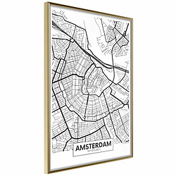 Paris Prix Affiche Murale Encadrée City map Amsterdam 20 x 30 cm Or