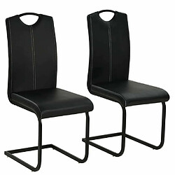 Maison Chic Lot de 2 Chaises à manger cantilever| Chaises de salle à manger cuisine noir similicuir -GKD20191