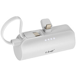 Batterie de Secours 6000mAh Double Connectivité USB C et Lightning LinQ Blanc