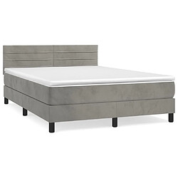 Maison Chic Lit Adulte - Lit simple Lit à sommier tapissier et matelas moelleux - Meuble de Chambre - Gris clair 140x200cm Velours -MN25143