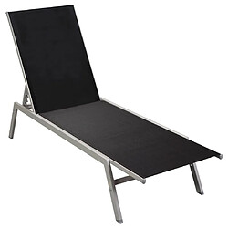 Helloshop26 Transat chaise longue bain de soleil lit de jardin terrasse meuble d'extérieur acier et textilène noir 02_0012244