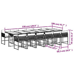 Avis vidaXL Ensemble à manger de jardin coussins 13 pcs gris résine tressée