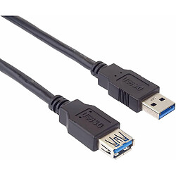 PremiumCord Câble d'extension USB 3.0 de 2 m, câble de données SuperSpeed jusqu'à 5 Gbit/S, câble de Charge, USB 3.0 Type A Femelle vers mâle, 9 Broches, 3 blindés, Couleur Noire, Longueur 2 m