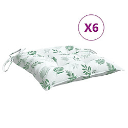 vidaXL Coussins de chaise lot de 6 à motif de feuilles 50x50x7 cm