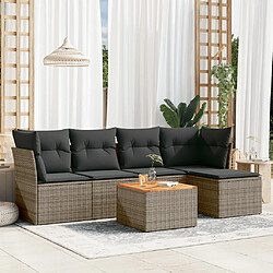 Maison Chic Salon de jardin 6 pcs avec coussins | Ensemble de Table et chaises | Mobilier d'Extérieur gris résine tressée -GKD16771