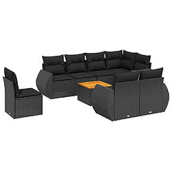 Maison Chic Salon de jardin 9 pcs avec coussins | Ensemble de Table et chaises | Mobilier d'Extérieur noir résine tressée -GKD70340