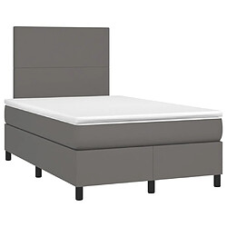 Avis Maison Chic Lit adulte- Lit + matelas + LED,Sommier à lattes de lit matelas LED gris 120x190 cm similicuir -GKD55784