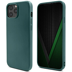 Moozy Lifestyle. Coque conçue pour iPhone 12 Pro Max, vert foncé – Coque en silicone liquide avec finition mate et doublure en microfibre douce