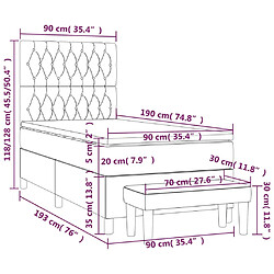 Acheter Maison Chic Lit adulte- Lit + matelas,Sommier à lattes de lit avec matelas Noir 90x190 cm Velours -GKD50710