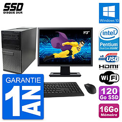 PC Tour Dell 390 MT Ecran 19" Intel G630 RAM 16Go SSD 120Go HDMI Windows 10 Wifi - Occasion