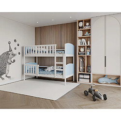 Kids Literie Lit Superposé Tom 90x190 Blanc - bleu Livré avec sommiers