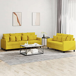 Maison Chic Ensemble de canapés 2 pcs avec coussins, Canapé droit Sofa pour Salon Jaune Velours -GKD288261