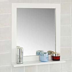 SoBuy FRG129-W Miroir Mural Meuble Salle de Bain 1 étage Plateau L40xP10xH49cm- Blanc