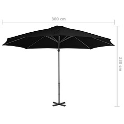 vidaXL Parasol de jardin en porte-à-faux avec mât en aluminium noir pas cher