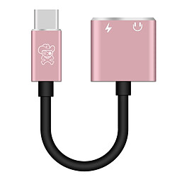 Wewoo Câble adaptateur HC-10 USB-C / Type-C + 3.5mm vers USB-C / Type C or rose