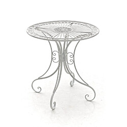 Decoshop26 Table de jardin en fer forgé diamètre Ø 70 cm blanc vieilli MDJ10052