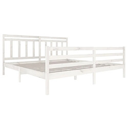 Avis Maison Chic Lit adulte - Lit simple Cadre de lit,Structure du lit Contemporain Blanc Bois massif 200x200 cm -MN43753