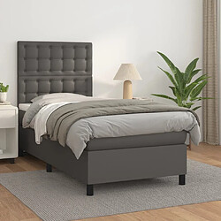 Maison Chic Lit Adulte - Lit simple Lit à sommier tapissier avec matelas moelleux - Meuble de Chambre - Gris 90x190 cm Similicuir -MN67140